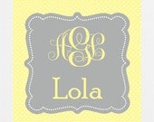 Gray and Yellow Polka Dots Gift Tags or Calling Cards with Initials