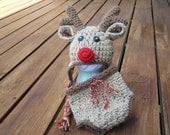 Red Nosed Reindeer hat and diaper cover set- Made to Order- Any Size