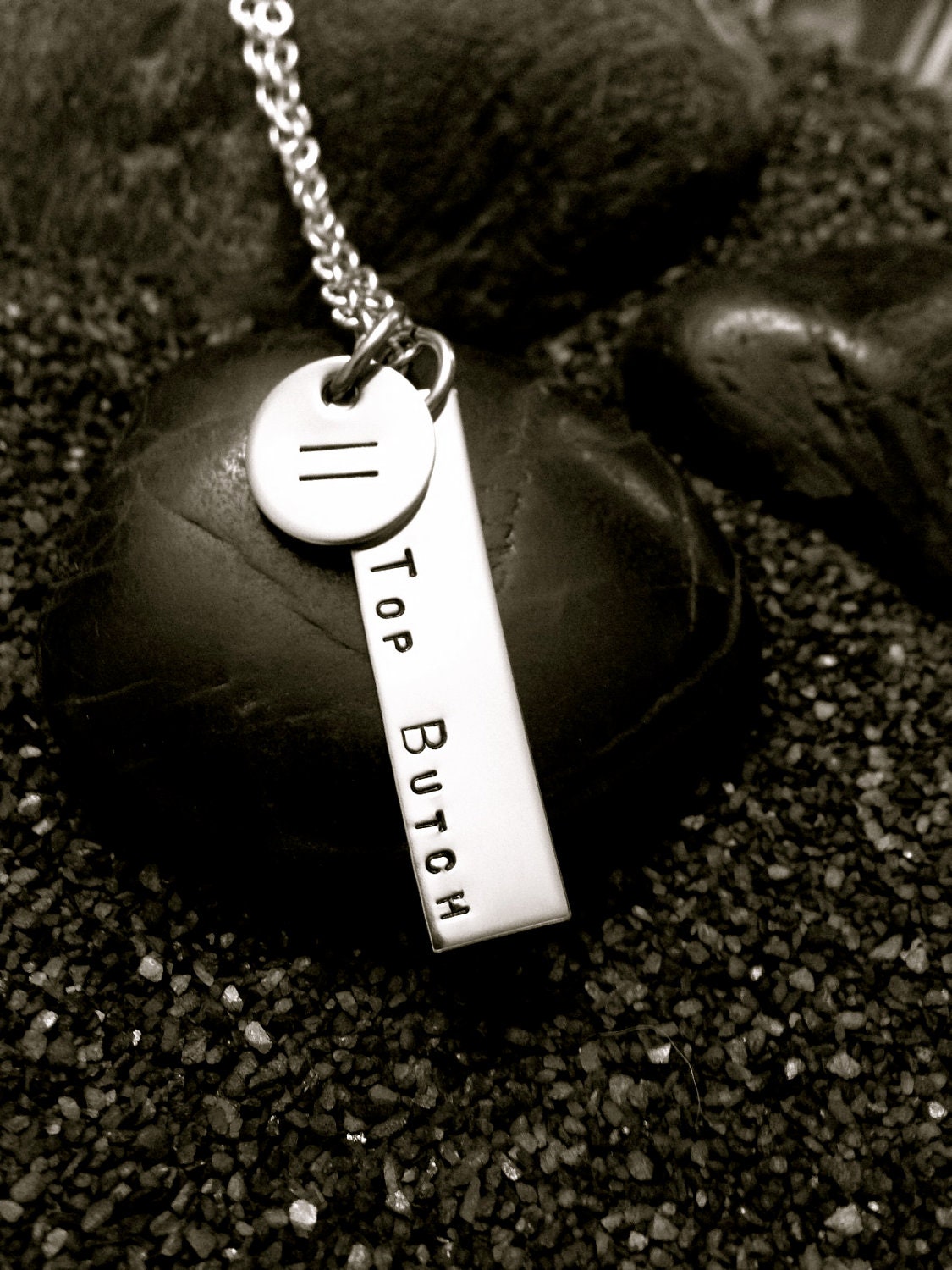 TOP BUTCH hand stamped stainless steel necklace