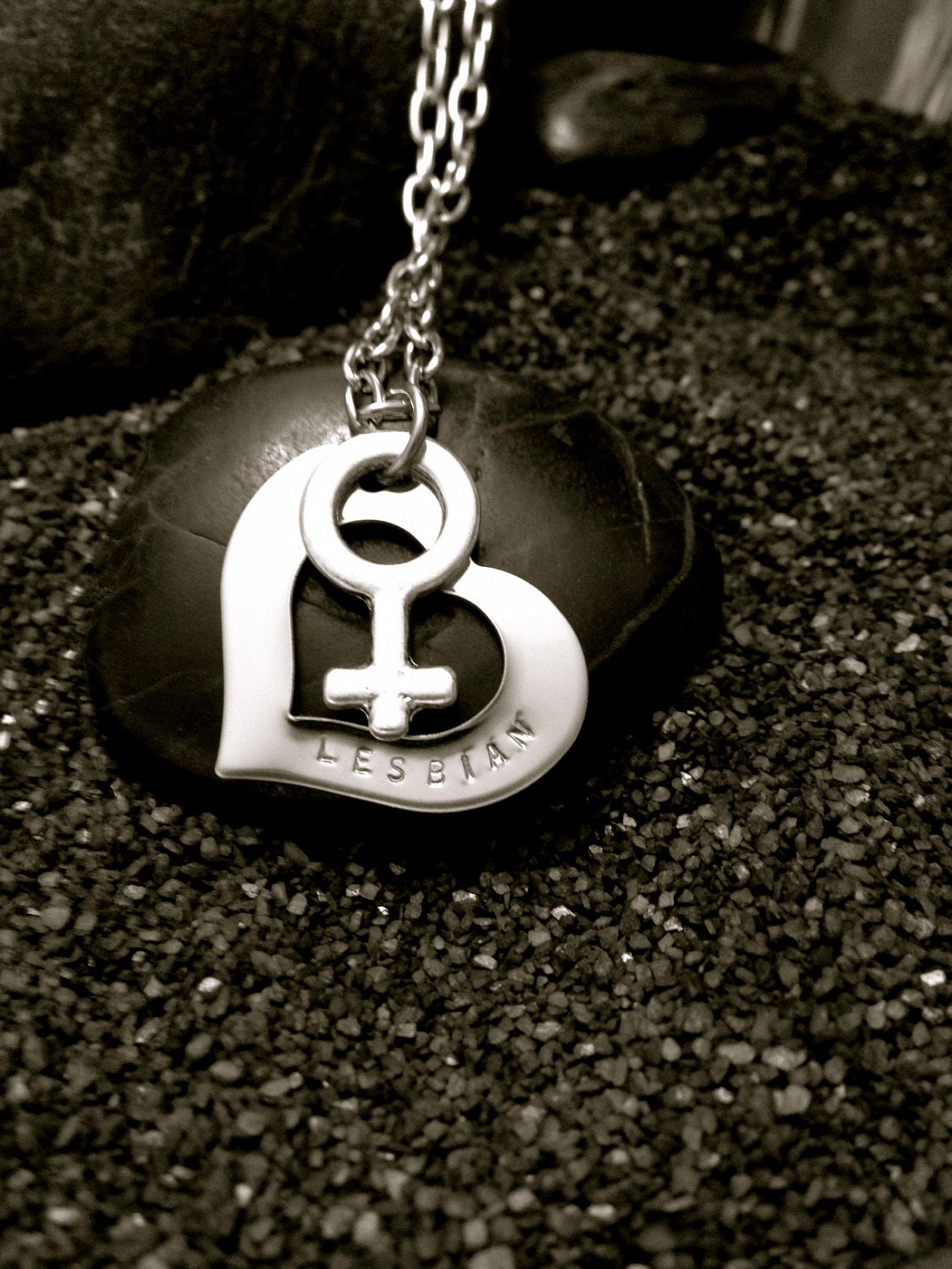 Lesbian Open Heart Charm necklace