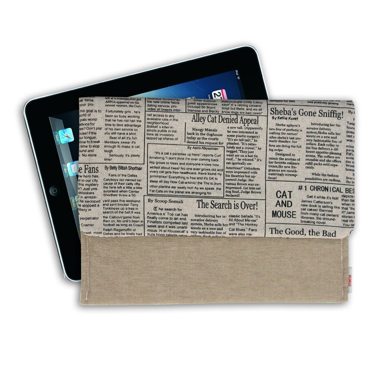 iPad Case  Sleeve  Cover  Padded  Vintage Newspaper - Reduced from 22