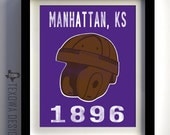 MANHATTAN, KS - Vintage Style Football Helmet Art print