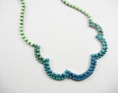 The Zady Necklace - Hand Painted Vintage 1950s Rhinestone Necklace - Blue, Turquoise, Green