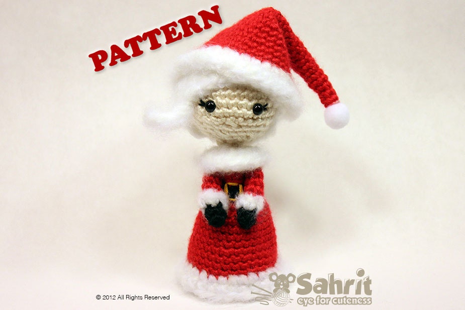 PATTERN Mrs. Santa Claus Amigurumi Doll Crochet Christmas Holiday