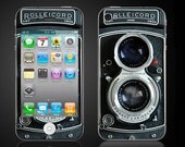 Vintage Camera Rolleicord Retro - iPhone 4 4S Vinyl Decal Wrap Skin - Free Shipping - Sticker Cover - NOT a HARD CASE- iPhone skin