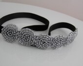 Beaded Applique Headband  for Women and Teens Boho Beaded Elastic Headband Hair Accessories by Preciosa Couture  Item No. 51