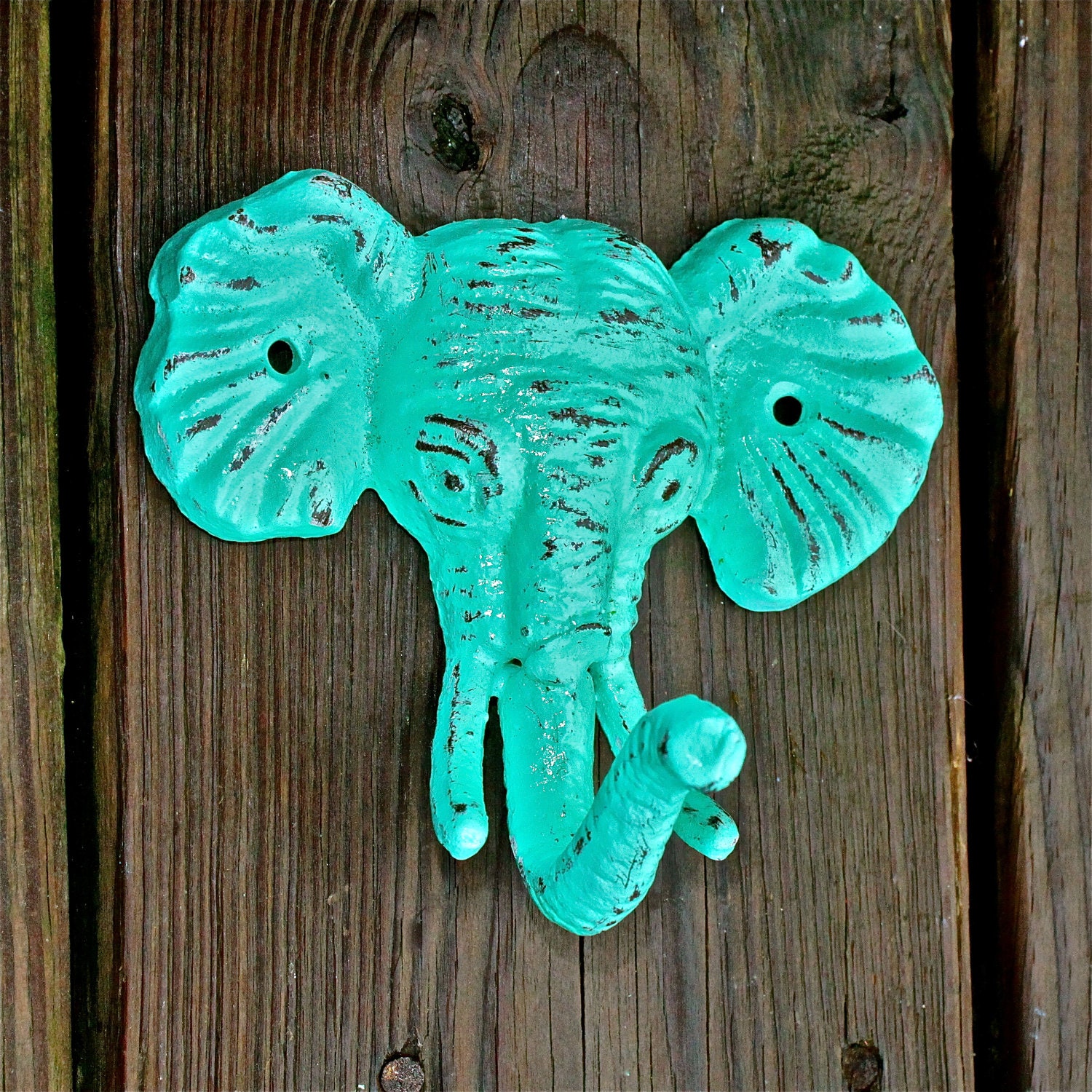 Elephant Wall Hook / Aquamarine   /Shabby Chic Decor / Jewelry Holder /Nursery /Bathroom fixture /Distressed