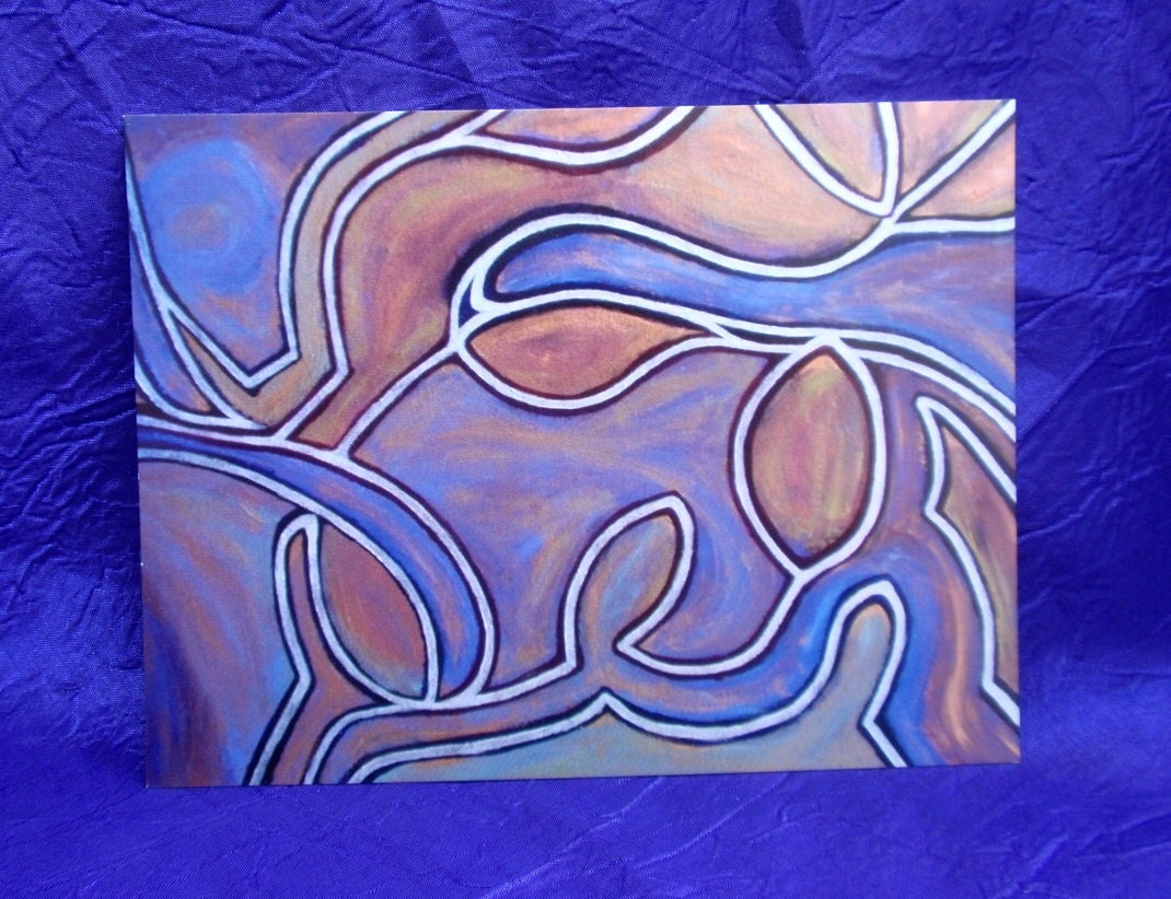 Postcard Note Card Print Of Seeds Of Ashnan, Abstract Acrylic Painting Purple