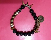 Spikes,Skulls, and Chains Beaded Bracelet