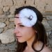 White Headband Flower, Indian Headband, White Tulle Flower, White Fluffy Ballerina Flower  Boho Chic