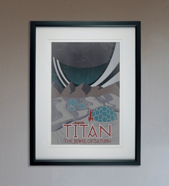 Retro Sci-Fi Titan Travel Poster - 13x19 Print