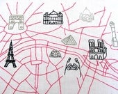 Paris Embroidered Map, Illustrated Style
