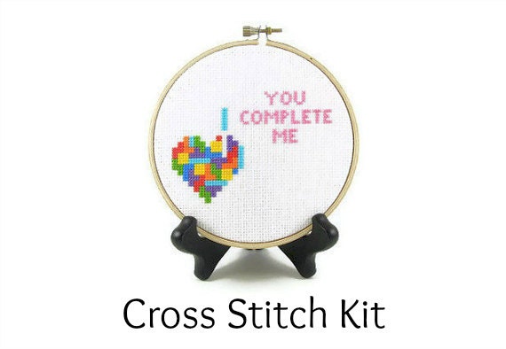 Tetris Heart - You Complete Me Cross Stitch KIT