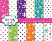 snowflakes and polka dots digital scrapbook papers