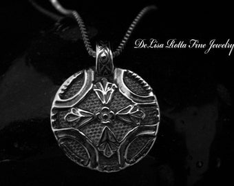 Recycled Silver Celtic Cross Pendant Necklace