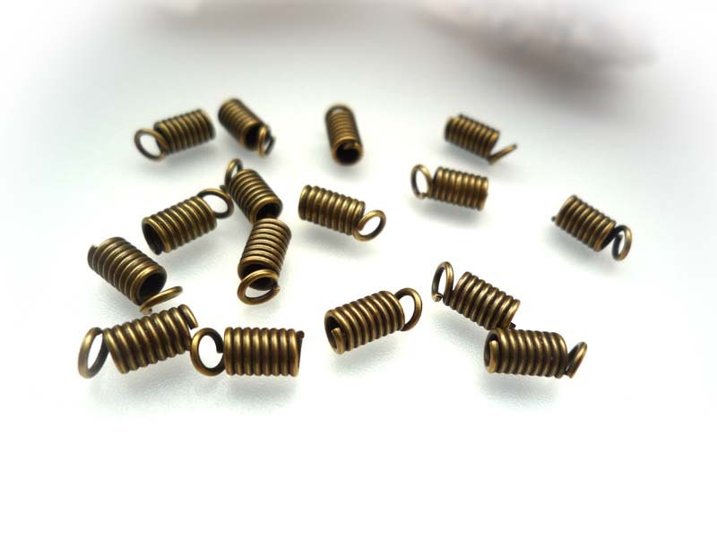 Antique Bronze Coil End Crimp Fasteners - 30 pcs ( DS273 )