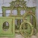 Large frames grouping hand painted Shabby chic french inspired distressed wall decor ooak Anita Spero
