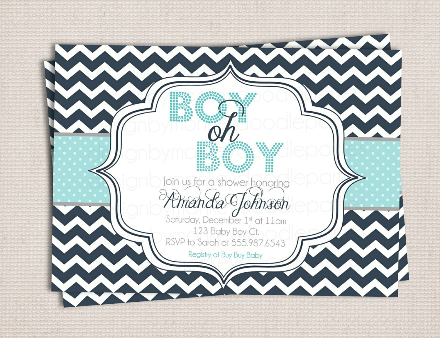 Boy Oh Boy Chic Chevron Baby Shower Custom Printable Shower Invitation Il_170x135
