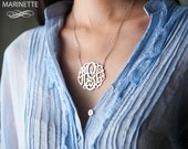 1.75 inch Monogram necklace in sterling silver - Expedited shipping