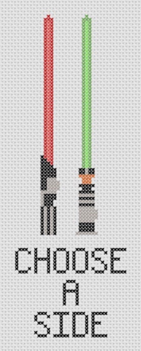 Star Wars - Choose a Side Cross Stitch PDF Pattern - - Immediate Download from Etsy - Geek , Lightsabers Darth Vader and Luke