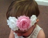 Pink and White Shabby Chic Rose Headband Il_170x135