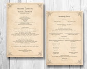 Retro Wedding Program - Order of service ceremony reception vintage manifesto
