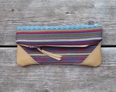 last one: leather clutch, woven clutch, fold-over clutch