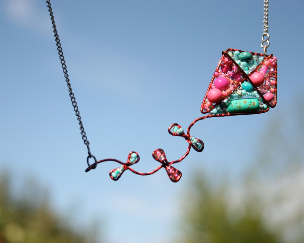 Lets Go Fly a Kite Beaded Necklace