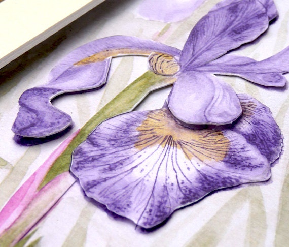 3D watercolor sculpture iris garden reprint framable
