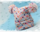 Crochet Pom Pom Baby Hat in Rainbow colors - Newborn only - Photo prop