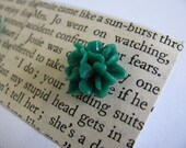 Emerald Green Petal Cabochon Resin Earrings