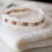 Newborn Knit Stretch Wrap and Headband Set, Baby Photo Prop, Off-White Wrap And Beaded Lace Tieback Set, Baby Girl Wrap and Headband Set