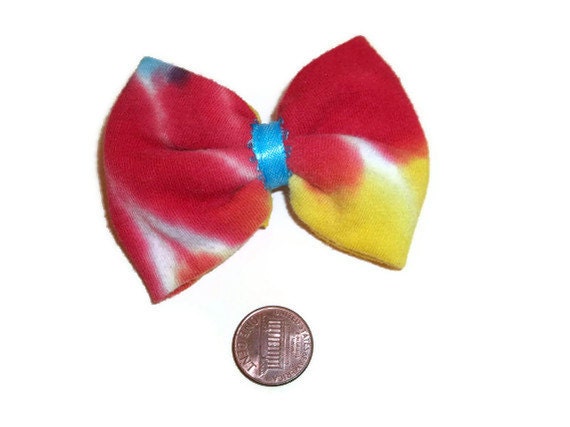 Tie Dye Hair Bow, Upcycled Fabric, Tye Dye bows, Rainbow Bows, Christmas gifts, stocking stuffers, Repurposed Fabric, Tie Dye Accessories