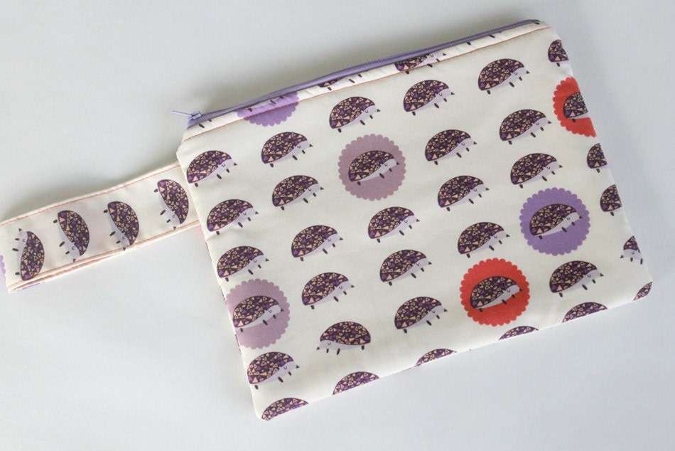 Hedgehog Nappy Pouch / Diaper Pouch with Wristlet