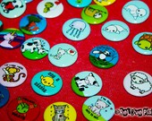 1" Buttons Pins Set - Pick any 5 Designs -- Cute Animals Positive Happy Kawaii