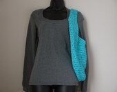 Crocheted Market Bag with Short Handle in Blue