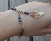 Wirewrapped Bracelet made with Brass Wire and Dark Shaded Beads