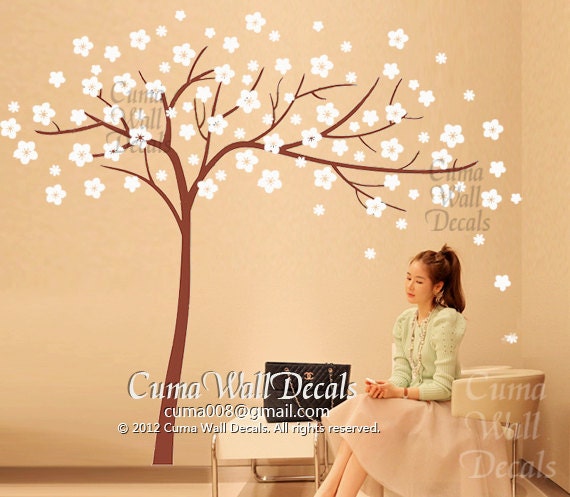 Removable Wall decals flower wall sticker tree wall mural home decor nursery wall vinyl decal girl- floral tree cherry blossom Z117