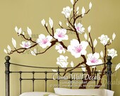 white flower wall decal cherry blossom vinyl wall decals wedding wall decals office Nursery wall sticker - Huge Magnolia Z181 cuma