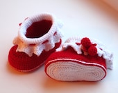 Crochet boot pattern. PDF. This is a PATTERN for crocheted baby's booties - Christmas booties.