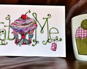 Alice In Wonderland Inspired - Eat Me - Greetings Card