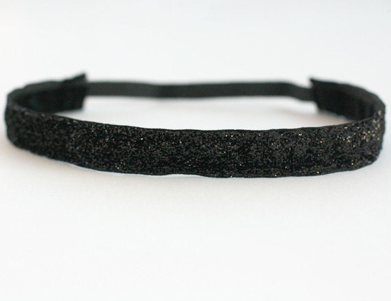 Black Sparkle Non-Slip Headband - 3/4"