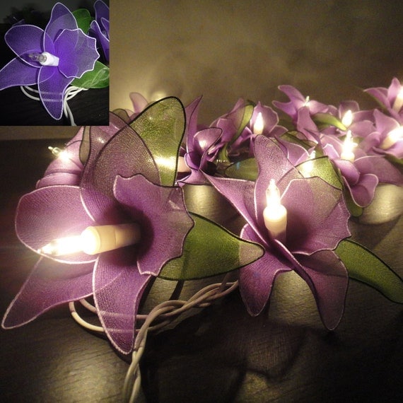 20 Purple Orchid Flower Fairy String Lights Wedding Party Floral Home Decor 3.5m