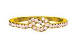 Gold Pink Diamond Infinity Knot Wire Band Ring