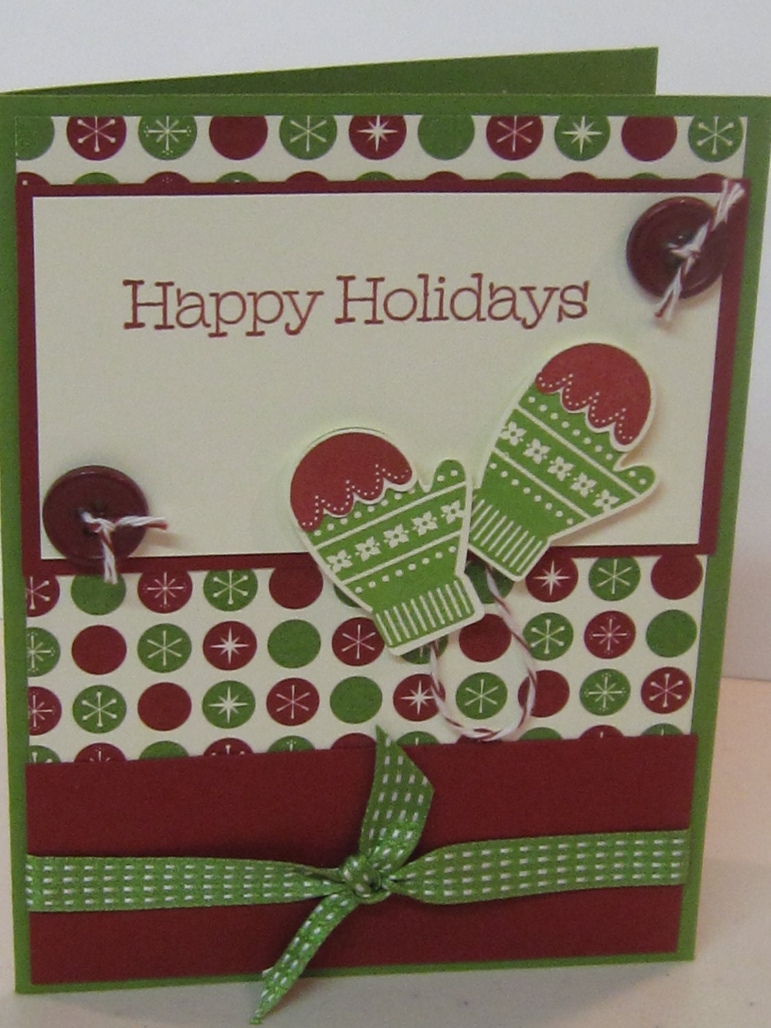 Stampin' Up Handmade Greeting Card-Christmas/Holiday "Make A Mitten"