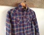 Vintage Boys Wool Plaid Western Shirt