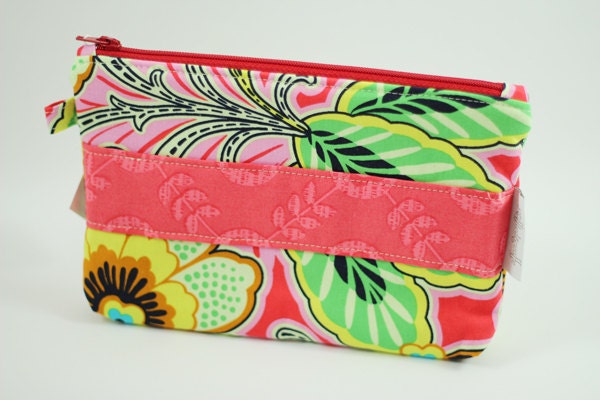 Zippered Pouch - Amy Butler Lark Berry Couture Floral