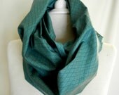 LIX PERLE: Fabric Cotton Unisex Teal Geometric Circular Infinity, Teal Diamond Infinity Scarf