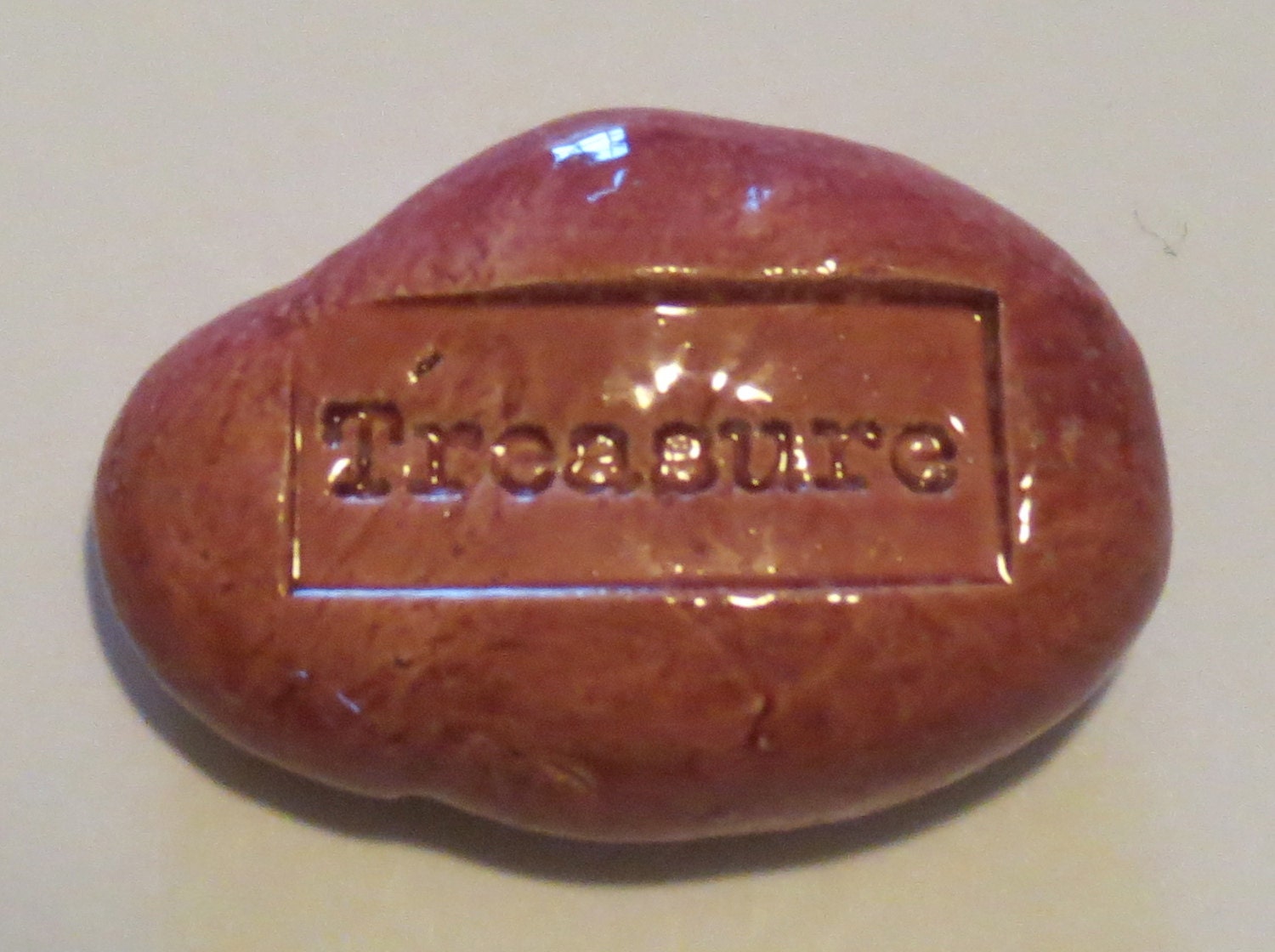 TREASURE Pocket Stone - Ceramic - Sirocco Red Art Glaze - Inspirational Art Piece
