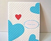 Red heart, Blue heart, I love you card,  Engagement, Anniversary,